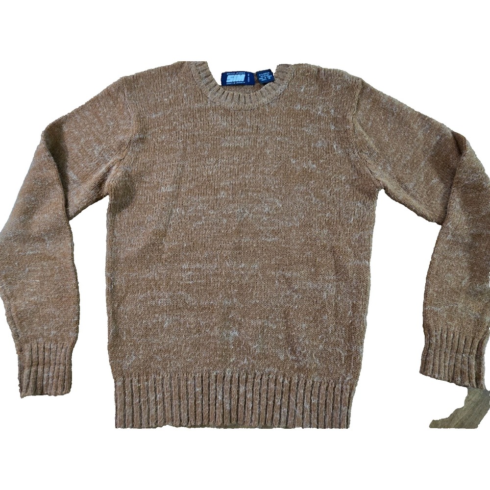 Bruce Jenner‎ SIM Sweater Mens Medium Copper Acrylic Stretch Blend Crew Neck